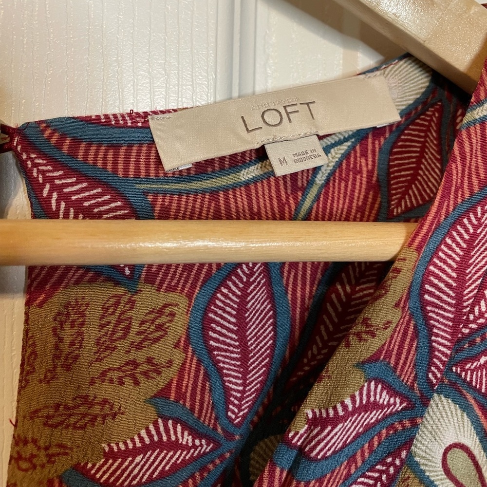 LOFT tropical floral print shell tank blouse sz M - Picture 4 of 9